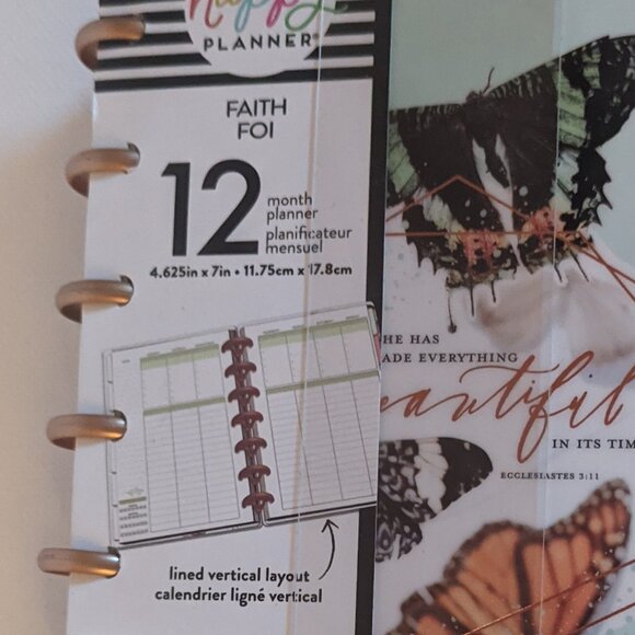 NWT Happy Planner Mini Undated Faith Butterfly Vertical 12 Mo Planner Christian - Picture 2 of 6